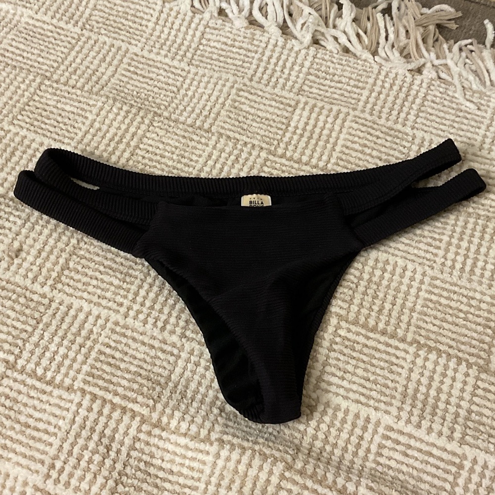 Billabong Black Ribbed Double-Strap Bikini Bottoms